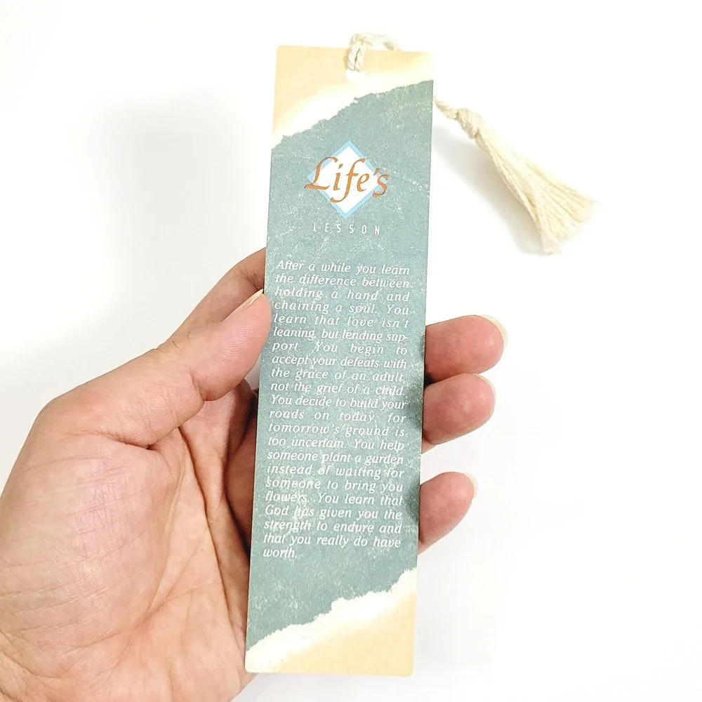 Vintage 90s Life's Lesson Bookmark cream tassel Inspirations 1993 Artworks PT101